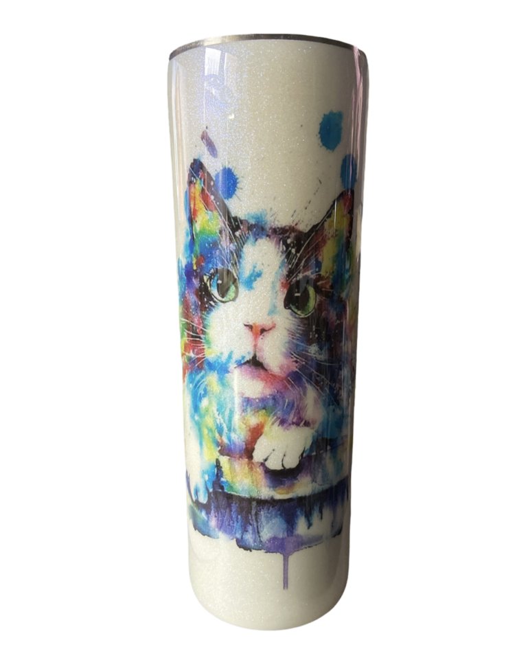 CAT TUMBLER w/LID & STRAW - GLOW IN THE DARK