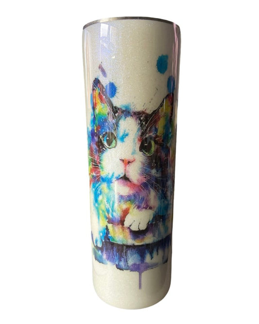 CAT TUMBLER w/LID & STRAW - GLOW IN THE DARK