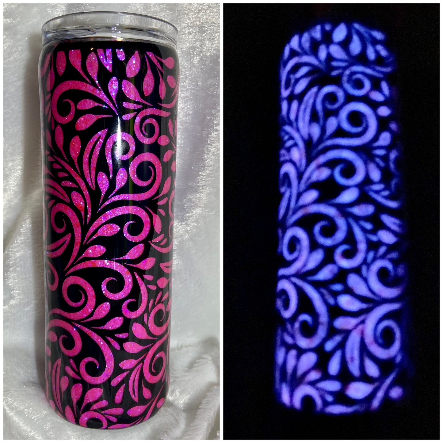 PINK & BLACK PEEK-A-BOO TUMBLER - GLOWS IN THE DARK